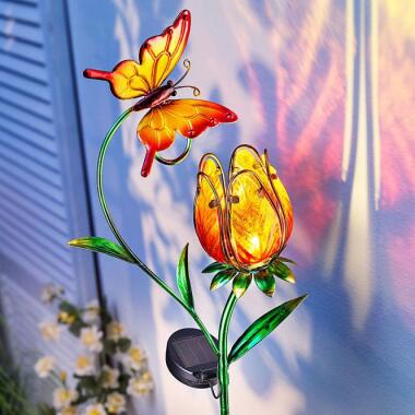 Solar-Gartenstecker Blume, orange