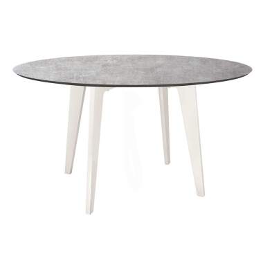 Stern Tisch Ø 134 cm Aluminium weiß mit Tischplatte