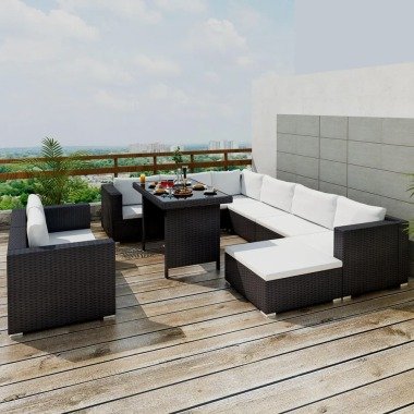 vidaXL 10-tlg. Garten-Lounge-Set mit Auflagen