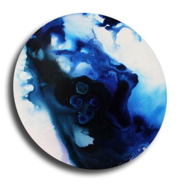 Blue Universe Acrylgemälde Abstrakt Bild Kunst Dekoration Rund Blau Aquarell