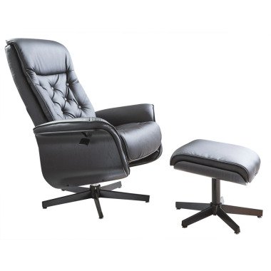 CASAVANTI Relaxsessel Set 2-teilig Birke schwarz /schwarz Sessel mit Fußhocker