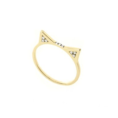 Diamantschmuck & 14K Massiver Gold Katzenring, Diamant Katzen Ohrring
