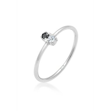 Elli DIAMONDS Verlobungsring Bi-Color Schwarzer Diamant (0.06 ct) 925 Silber