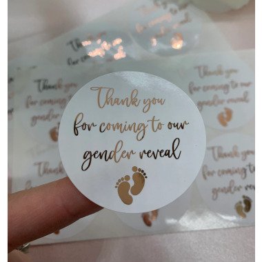 Gender Reveal Danke Baby Shower Foiled Stickers