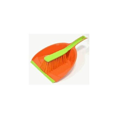 Kehrgarnitur orange/grün, Kunststoff, Handfeger