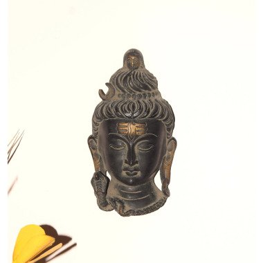 Messing Gott Shiva Kopf Wandbehang | Schwarze