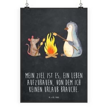 Mr. & Mrs. Panda Poster DIN A2 Pinguin Lagerfeuer
