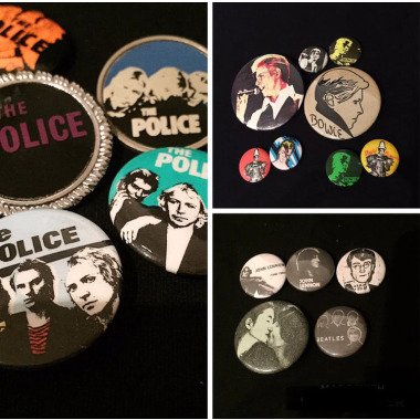 Vintage/80Er Jahre Buttons/Ansteck Pins/Brosche/David Bowie/John Lennon/Beatles/
