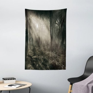 Wandbehang Foto von dunklen Waldlandschaft