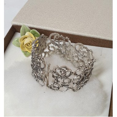20, 5 cm Shabby Vintage Armband Gliederarmband Silber 835 Ornament Silberschmied