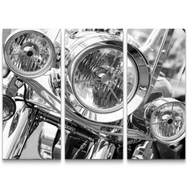 3-tlg. Leinwandbilder-Set Motorrad Scheinwerfer
