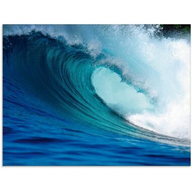 Artland Glasbild Blaue Surfwelle, Küste (1