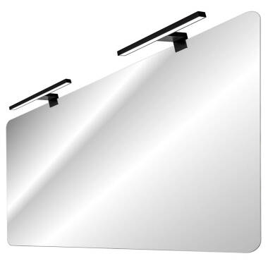 Badezimmerspiegel 120cm mit LED-Leuchte in schwarz ADELAIDE-56-WHITE, B/H/T ca. 