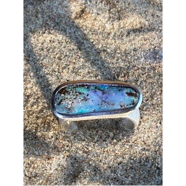 Boulder Opal Liebliche Erholung Ring in Sterlingsilber Unikat