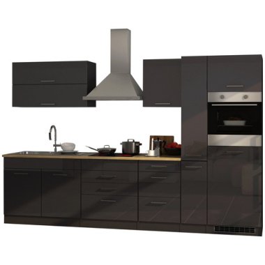HELD MÖBEL Küchenzeile »Mailand«, mit E-Geräten, Gesamtbreite: 320 cm - grau