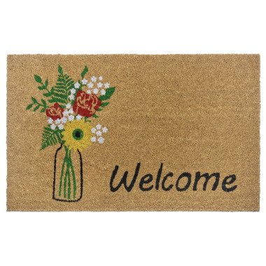 Kokos Fußmatte Welcome & Flowers