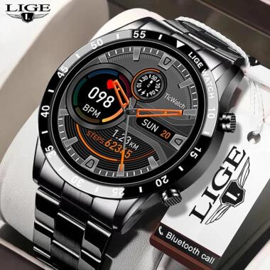 LIGE 2021 Neue Smart Watch Männer Full Touch Screen Sport Fitness Uhr IP67 Wasserdicht Bluetooth