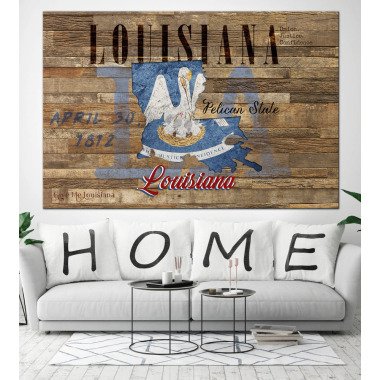 Louisiana Flagge Wandkunst State Map Druck