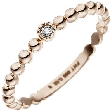 SIGO Damen Ring Kugel 585 Gold Rotgold 1 Diamant Brillant Rotgoldring Kugelring