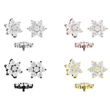 Stud-Piercing aus Titan & Piercinginspiration Titan Blume Kristalle Schraubdisc