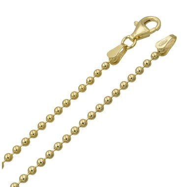 925 Silber Halskette Kugelkette 2.0mm Vergoldet