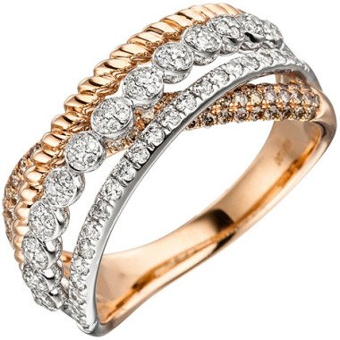 Damen Diamantring & SIGO Damen Ring 585 Gold Rotgold 181 Diamanten Brillanten