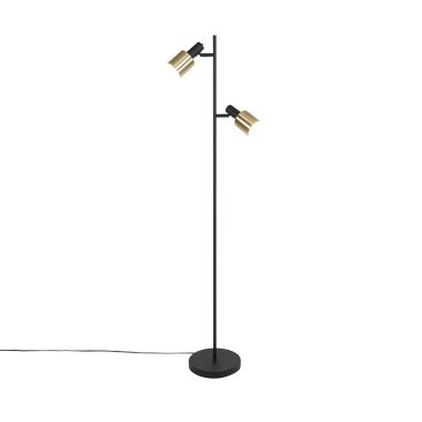 Design-Stehlampe schwarz mit goldenen 2-Lichtern Stijn