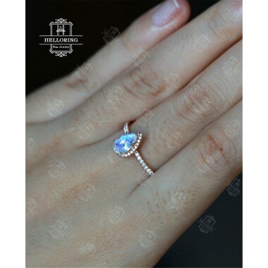 Diamant-Verlobungsring & Vintage Mondstein Verlobungsring Roségold Ring