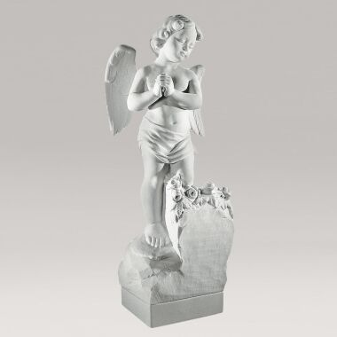 Engel Gartenstatue mit Rosenstrauß aus Marmorguss