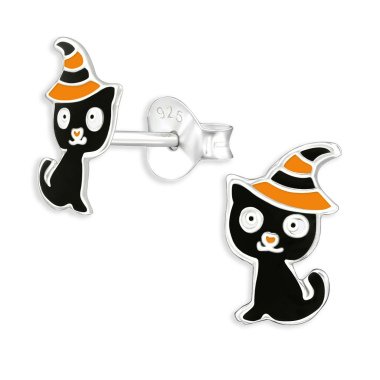 Katzen Halloween Kinder Ohrringe aus 925 Silber