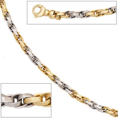 SIGO Collier Halskette 585 Gold Gelbgold Weißgold bicolor 45 cm Kette Goldkette
