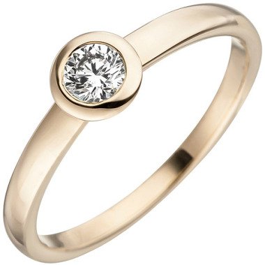 SIGO Damen Ring 585 Gold Gelbgold 1 Diamant Brillant Goldring Diamantring