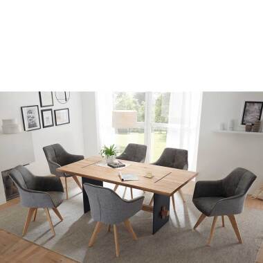 Tischgruppe & Esszimmerkombination aus Eiche Massivholz sechs Stühlen