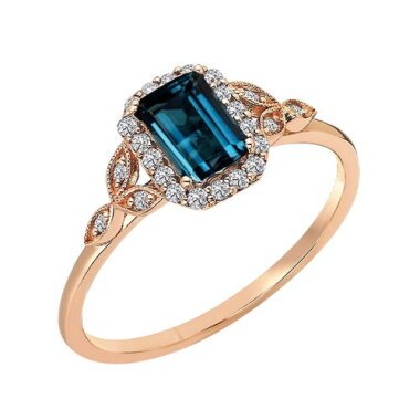 Topas-Ring mit Topas & London Blue Topas Diamant Ring Rotgold 585