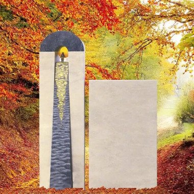 Urnengrabmal Naturstein modern mit Sonne Arreau