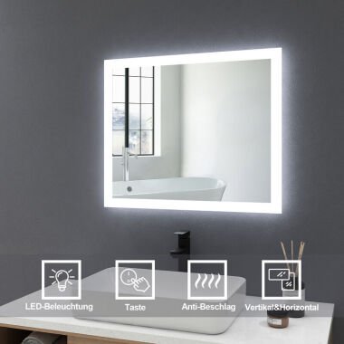 Badspiegel 50x60cm mit Beschlagfrei led Badezimmerspiegel