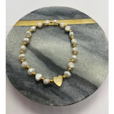 Brautschmuck Armband mit Perlen & Weiß-Goldenes Perlenarmband Mit Vergoldeten