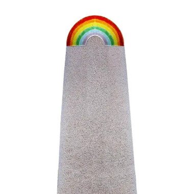Doppelgrabmal Kalkstein mit Glas Regenbogen