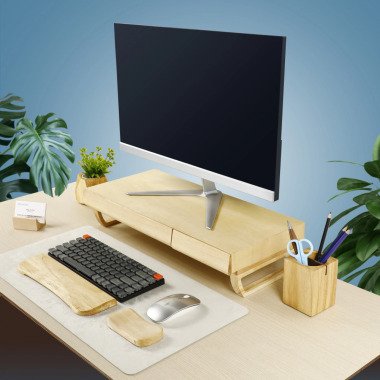 Einzelner Monitorständer Aus Holz Mit Schubladen