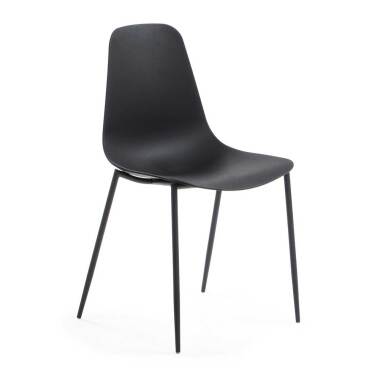 Esstisch als Set & Esstisch Stühle in Schwarz Kunststoff und Stahl (4er Set)