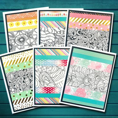 Grußkarten Set Von 6 Fun & Vibrant Washi