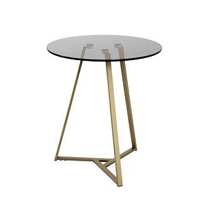 HAKU Möbel Beistelltisch Glas gold-grau 45,0 x 45,0 x 50,0 cm
