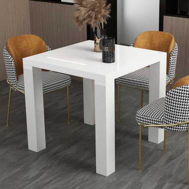 Hochglanz-Bistrotisch & Hochglanz Esstisch mit quadratischer Tischplatte Weiß