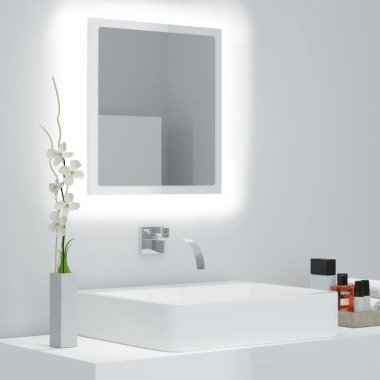 vidaXL LED-Badspiegel Hochglanz-Weiß 40x8,5x37
