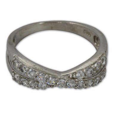 Vintage Diamant Paste 925 Silber Semi Eternity Ring Größe Us 8 Uk P 1/2