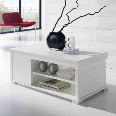 Wohnzimmer Couchtisch in Weiß Tischplatte hochklappbar