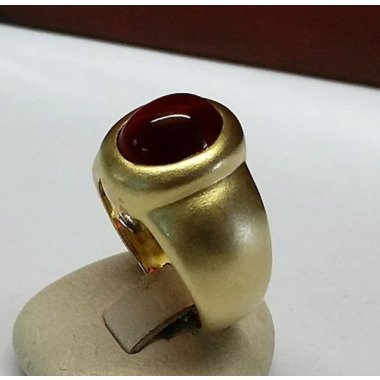 17 Mm Ring Silber 925 Vergoldet Kristall Rot Edel Vintage Sr830