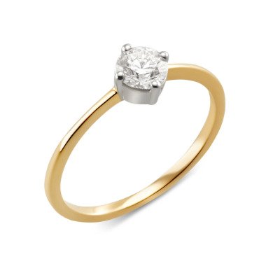 Bicolor-Ring aus Gold 585 & Brillant-Ring, 0,50 ct., weiß, SI, G585 bicolor