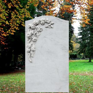 Grabstein aus Marmor aus Naturstein & Weißer Marmor Grabstein mit Blumen