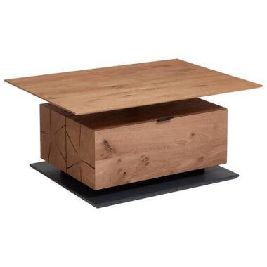 Höhenverstellbarer Tisch aus Eiche & Valnatura Couchtisch , Eiche , Leder